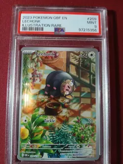 Lechonk PSA 9 Illustration Rare Obsidian Flames 2023 Pokemon English #209 - Image 5