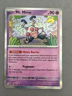 Pokemon TCG * Scarlet & Violet 151 * 122/165 Mr. Mime Rare * HOLO * FRESH PK - Image 1