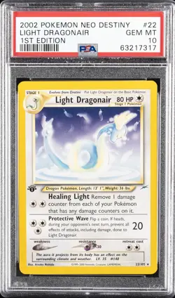 2002 POKEMON NEO DESTINY 1ST ED #22 LIGHT DRAGONAIR PSA 10 - Image 1