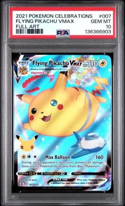 2021 Pokemon Celebrations Flying Pikachu VMAX Full Art #007 PSA 10 - Image 1