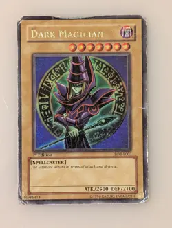 Yugioh Dark Magician LOB-E003 1st First Edition Ultra Rare Holo - Damaged - Image 2