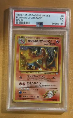 1999 Pokemon Japanese Gym 2 Blaine’s Charizard Holo Card #6 PSA 5 - Image 1
