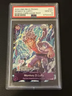 2024 ONE PIECE PROMOS BANDAI CARD GAMES FEST #041 MONKEY D. LUFFY PSA 10 - Image 1