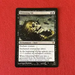MTG “GLISTENING OIL” New Phyrexia Reg Rare 62/175 Light Play *Ships Free** - Image 1