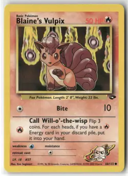 Pokemon Blaine's Vulpix Common Gym Challenge 066/132 NM - Image 1