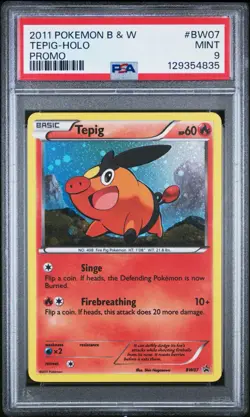 2011 Tepig BW07 Pokemon Black & White Promo Holo Rare PSA 9 MINT - Image 1