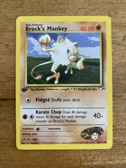 Pokemon TCG - 1st Edition Brock's Mankey 68/132 - Gym Heroes - WOTC Vintage 2000 - Image 1