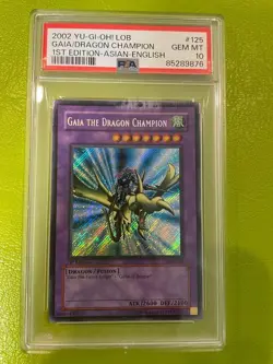 PSA 10 2002 Gaia Dragon Champion LOB-125 1st ED Secret Rare YuGiOh Asian English - Image 1
