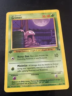 Pokemon Card TCG Grimer Fossil 48/62 Common 1st Edition Very Lightly Played - Image 1