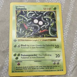 Base Set First Edition Tangela #66 Pokemon Card - Image 1