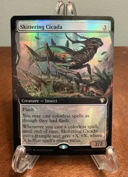 MTG Skittering Cicada (Extended Art) Foil Commander Masters Magic The Gathering - Image 1