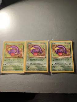 Pokemon TCG Ekans Lot of 3 46/62 Fossil Set Non-Holo Common Vintage Wotc Nm 1999 - Image 1