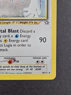 Pokemon TCG Lugia 9/111 Neo Genesis Holo Unlimited HP-Damaged - Image 4
