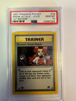 2000 POKEMON ROCKET 1ST EDITION HOLO #16 ROCKET'S SNEAK ATTACK PSA 10 SWIRL 1st - Image 1