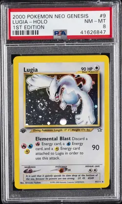 2000 POKEMON NEO GENESIS 1ST ED #9 LUGIA-HOLO PSA 8 - Image 1