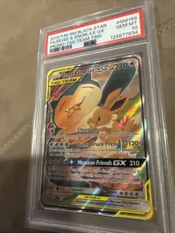 Pokemon TCG Eevee and Snorlax GX Sun & Moon 169 Tag Team Promo PSA 10 GEM - Image 3