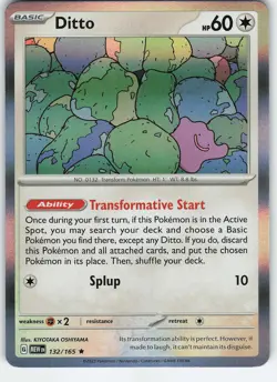 Ditto 132/165 Rare Holo SV: Scarlet & Violet 151 NM Pokemon - Image 1