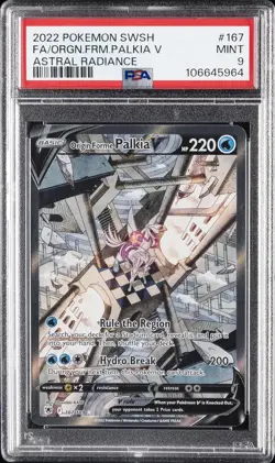 2022 POKEMON SWORD & SHIELD ASTRAL RADIANCE FULL ART/ORIGIN FORME PALKIA V PSA 9 - Image 1