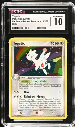 2004 Pokemon EX Team Rocket Returns Togetic Holo CGC 10 #14/109 - Image 1