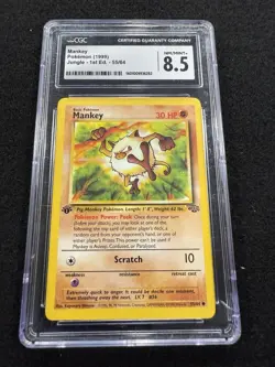Pokemon Mankey 55/64 from Jungle 1st Edition in a CGC 8.5! - Image 1