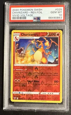 Pokemon TCG Charizard Reverse Holo Rare Card 25/185 Vivid Voltage PSA 10 - Image 1