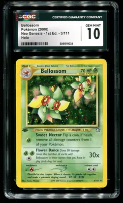 CGC 10 Bellossom 1st Edition Holo Rare Neo Genesis 2000 Pokemon Card #3 - Image 1