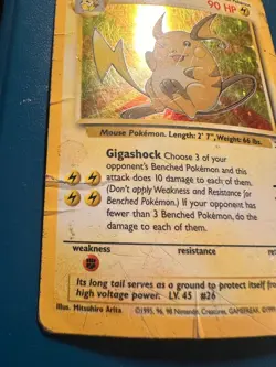 Raichu 14/62 Fossil Set Pokemon TCG Holo WOTC Rare Card Vintage 1999 Damaged - Image 2