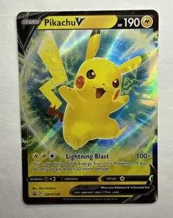 Pikachu V SWSH198 Sword & Shield Pokemon TCG Black Star Promo Card Near Mint - Image 1