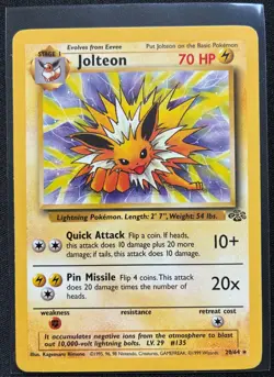 Jolteon 20/64 Non Holo Jungle Unlimited Pokemon - Image 1