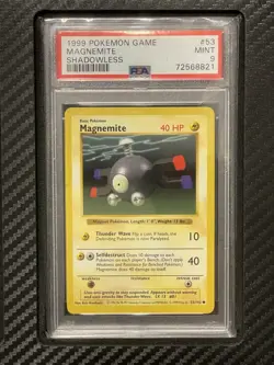 1999 PSA 9 Magnemite #53 Shadowless Common WOTC Pokemon Game Base Set - Image 1