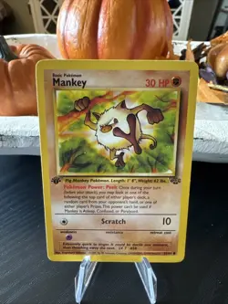 Mankey 55/64 Jungle 1st Edition Common Pokemon TCG HP - Image 1