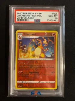 Pokemon PSA 10 GEM MT Charizard 025/185 Vivid Voltage Reverse Holo 2020 - Image 1