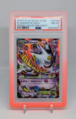 PSA 8 NM✨Mega M Gengar EX✨ Collector Chest Black Star Promo XY166 + 🌸 PSA Guard - Image 1