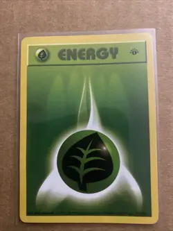 Pokemon TCG Grass Energy Base Set 99/102 1st Edition Never Played Near Mint - Image 1