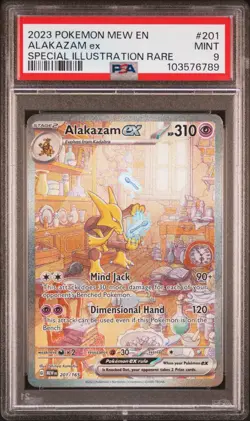 2023 POKEMON MEW EN-151 SPECIAL ILLUSTRATION RARE #201 ALAKAZAM EX PSA 9 - Image 1