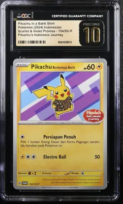 2024 POKEMON INDONESIAN SV-P PROMO #190 PIKACHU IN BATIK SHIRT CGC 10 PRISTINE - Image 1