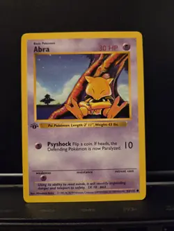 Abra 1st Edition Shadowless Base Set Unlimited Vintage Pokemon Card WOTC TCG - Image 2