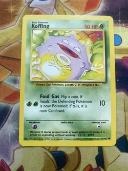 1999 Pokemon Card , Koffing , Base set 4th Print UK , 51/102 NM - Image 1