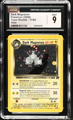 CGC 9 MINT Dark Magneton 2000 Team Rocket 11/82 Holo Pokemon Card - Image 1