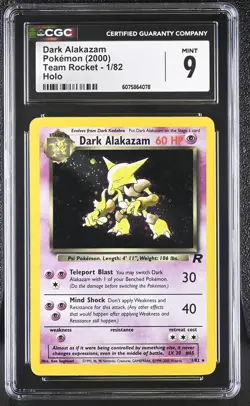 CGC 9 MINT Dark Alakazam 2000 Team Rocket 1/82 Holo Pokemon Card - Image 1
