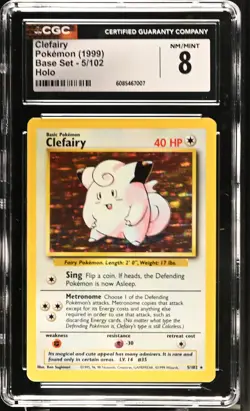 CGC 8 Clefairy 1999 Base Set 5/102 Holo Pokemon Card - Image 1