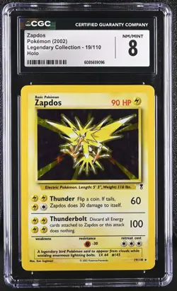CGC 8 Zapdos 2002 Legendary Collection 19/110 Holo Pokemon Card - Image 1