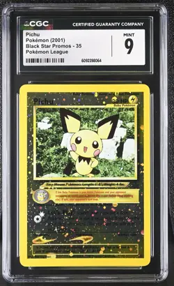 CGC 9 MINT Pichu 2001 Black Star Promos 35 Reverse Holo Pokemon Card - Image 1