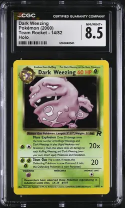 CGC 8.5 Dark Weezing 2000 Team Rocket 14/82 Holo Pokemon Card - Image 1