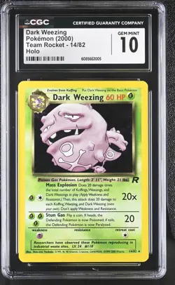 CGC 10 GEM MINT Dark Weezing 2000 Team Rocket 14/82 Holo Pokemon Card - Image 1