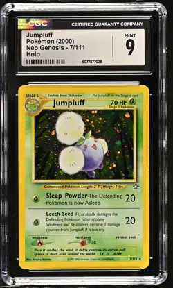 CGC 9 MINT Jumpluff 2000 Neo Genesis 7/111 Holo SWIRL Pokemon Card - Image 1