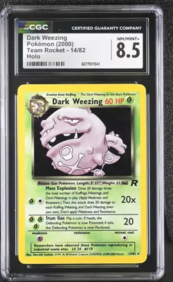 CGC 8.5 Dark Weezing 2000 Team Rocket 14/82 Holo Pokemon Card - Image 1