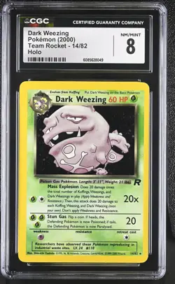 CGC 8 Dark Weezing 2000 Team Rocket 14/82 Holo Pokemon Card - Image 1