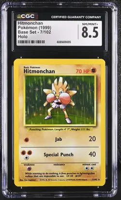 CGC 8.5 Hitmonchan 1999 Base Set 7/102 Holo Pokemon Card - Image 1