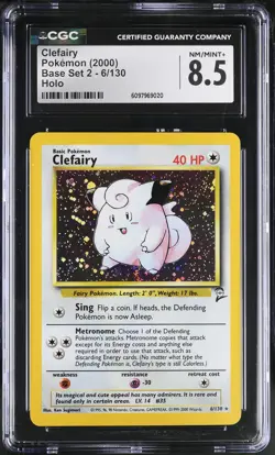 CGC 8.5 Clefairy 2000 Base Set 2 6/130 Holo Pokemon Card - Image 1